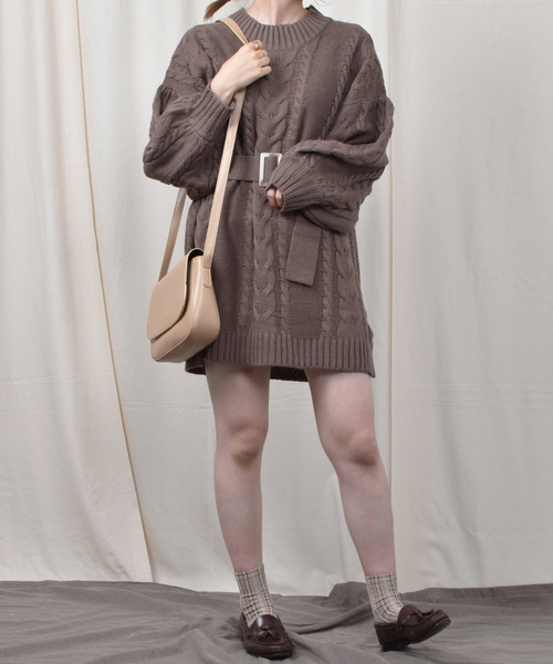 PairPair(ペアペア)の「ベルト付きボリューム袖ニットワンピース(ワンピース・レディース・アイボリー/モカ/ピンクベージュ・FREE)」の14枚目の写真