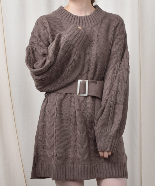 PairPair(ペアペア)の「ベルト付きボリューム袖ニットワンピース(ワンピース・レディース・アイボリー/モカ/ピンクベージュ・FREE)」の10枚目の写真
