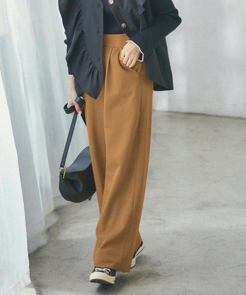 KOBE LETTUCE（コウベレタス）の「サイドジップとろみジャージーセミワイドパンツ（その他パンツ・レディース・カーキ/ブラック/ベージュ/ダークブラウン/レッド系その他/ライトベージュ/ベージュ系その他3/ブラック系その他/ブラウン/ネイビー・M/S）」の14枚目の写真