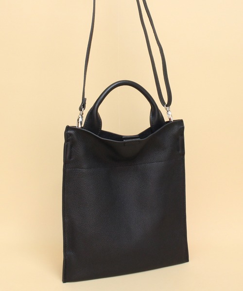 Beau're(ヴュレ)の「BEAURE ヴュレ カウレザー 2WAY ワンハンドル ミニ トート(トートバッグ)」|ブラック