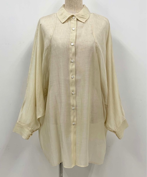 PICCIN（ピッチン）の「ラグランシアーシャツ（シャツ/ブラウス・レディース・ブラック/ベージュ/サーモンピンク・M）」の6枚目の写真