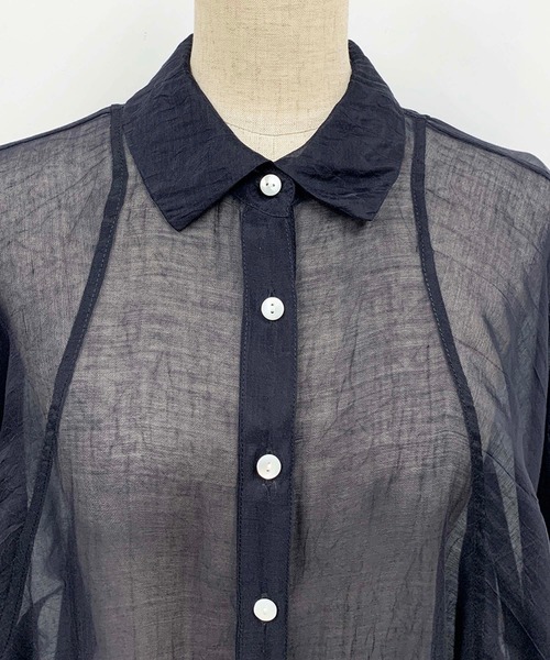 PICCIN（ピッチン）の「ラグランシアーシャツ（シャツ/ブラウス・レディース・ブラック/ベージュ/サーモンピンク・M）」の12枚目の写真