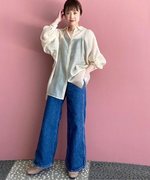 PICCIN（ピッチン）の「ラグランシアーシャツ（シャツ/ブラウス・レディース・ブラック/ベージュ/サーモンピンク・M）」の14枚目の写真