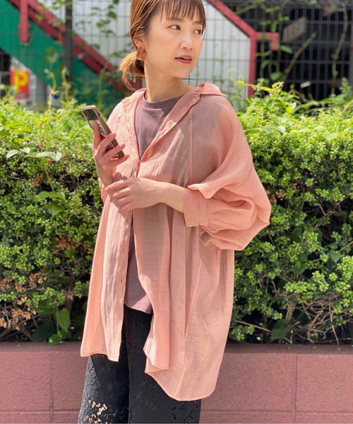 PICCIN（ピッチン）の「ラグランシアーシャツ（シャツ/ブラウス・レディース・ブラック/ベージュ/サーモンピンク・M）」の17枚目の写真