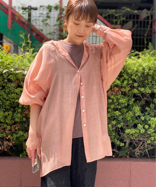 PICCIN（ピッチン）の「ラグランシアーシャツ（シャツ/ブラウス・レディース・ブラック/ベージュ/サーモンピンク・M）」の15枚目の写真