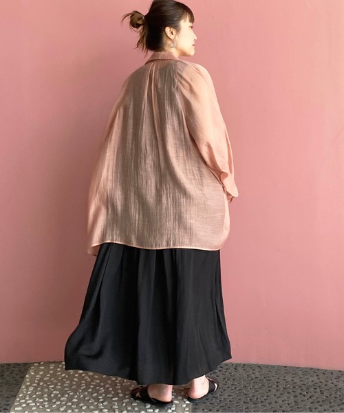 PICCIN（ピッチン）の「ラグランシアーシャツ（シャツ/ブラウス・レディース・ブラック/ベージュ/サーモンピンク・M）」の21枚目の写真