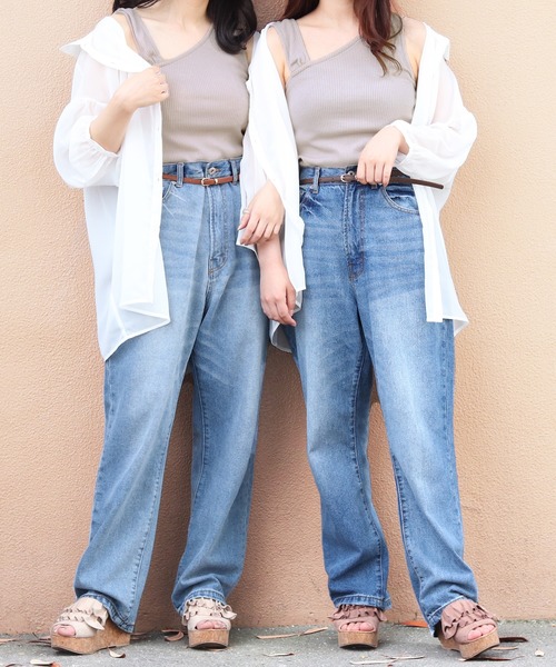 PairPair（ペアペア）の「アシメリブタンク付シアーシャツ（シャツ/ブラウス・レディース・ミント/ライトベージュ/ラベンダー/オフホワイト・FREE）」の5枚目の写真