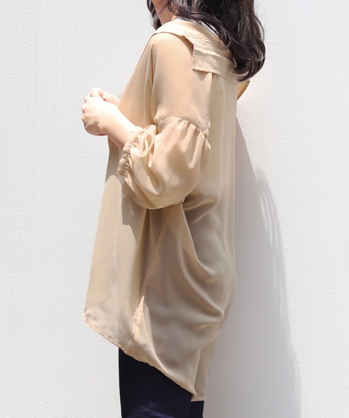 PairPair（ペアペア）の「アシメリブタンク付シアーシャツ（シャツ/ブラウス・レディース・ミント/ライトベージュ/ラベンダー/オフホワイト・FREE）」の13枚目の写真