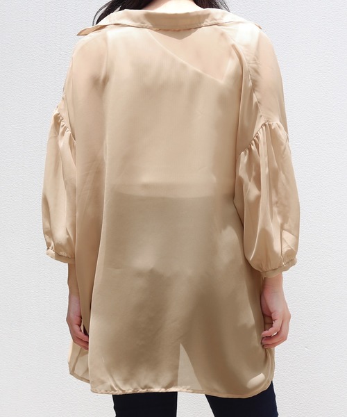 PairPair（ペアペア）の「アシメリブタンク付シアーシャツ（シャツ/ブラウス・レディース・ミント/ライトベージュ/ラベンダー/オフホワイト・FREE）」の14枚目の写真