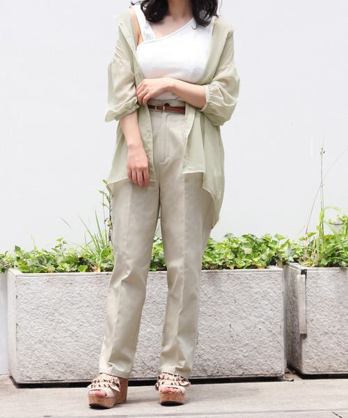 PairPair（ペアペア）の「アシメリブタンク付シアーシャツ（シャツ/ブラウス・レディース・ミント/ライトベージュ/ラベンダー/オフホワイト・FREE）」の16枚目の写真