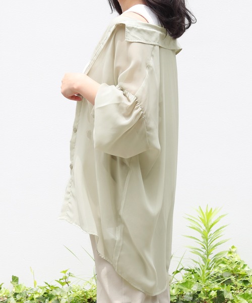 PairPair（ペアペア）の「アシメリブタンク付シアーシャツ（シャツ/ブラウス・レディース・ミント/ライトベージュ/ラベンダー/オフホワイト・FREE）」の18枚目の写真