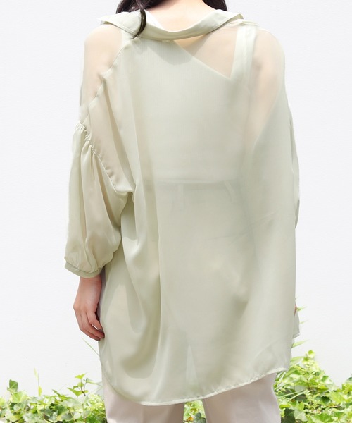 PairPair（ペアペア）の「アシメリブタンク付シアーシャツ（シャツ/ブラウス・レディース・ミント/ライトベージュ/ラベンダー/オフホワイト・FREE）」の19枚目の写真