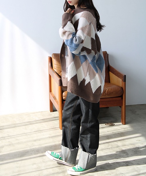 GeeRA(ジーラ)の「アーガイルニットカーディガン(カーディガン/ボレロ・レディース・アイボリー/チャコール/ブラック/ブラウン・MEDIUM/LARGE/X-LARGE/XX-LARGE)」の19枚目の写真