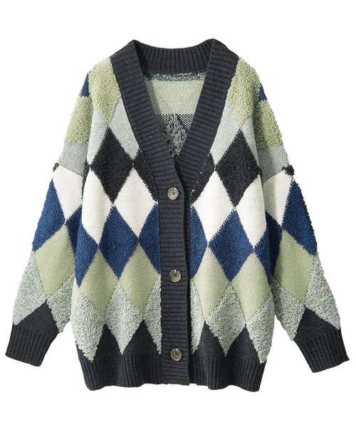 GeeRA(ジーラ)の「アーガイルニットカーディガン(カーディガン/ボレロ・レディース・アイボリー/チャコール/ブラック/ブラウン・MEDIUM/LARGE/X-LARGE/XX-LARGE)」の6枚目の写真