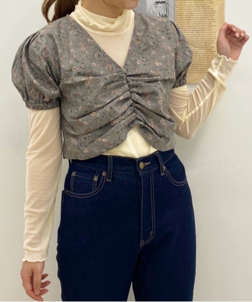 apres jour(アプレジュール)の「花柄くしゅくしゅブラウス+シアーインナーセット【ZOZOTOWN限定アイテム】(シャツ/ブラウス・レディース・ベージュ/ブルー系その他・フリー)」の8枚目の写真