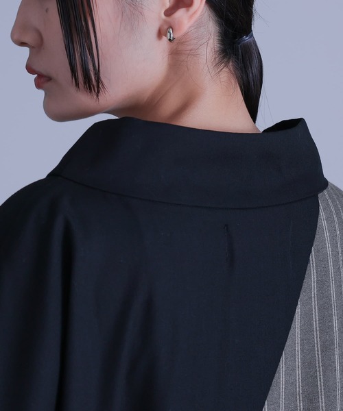 kOhAKU（コハク）の「『無地×ストライプ切替デザインアシメワンピース』（ワンピース・レディース・ブラック・FREE）」の10枚目の写真