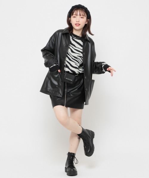 Me%(ミィパーセント)の「ビーガンレザーミニスカート(スカート・レディース・ブラック/グリーン系その他・LARGE/MEDIUM)」の9枚目の写真
