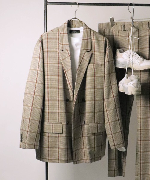 NO NEED（ノーニード）の「【セットアップ可能】ダブルブレストビッグシルエットテーラードジャケット　　/オーバーサイズ/SETUP/（テーラードジャケット・メンズ・ブラック/グレー系その他/キャメル・M/L）」の3枚目の写真