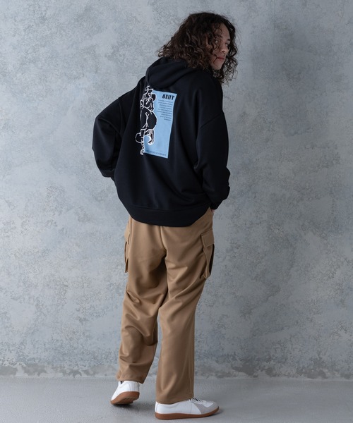 UNIIT(ユニット)の「【UNIIT】T/Rツイルワイドカーゴパンツ ワイドシルエット ポケット付き 無地 ウエスト紐仕様(カーゴパンツ・メンズ・ブラック/ベージュ/カーキ・MEDIUM/LARGE)」の4枚目の写真
