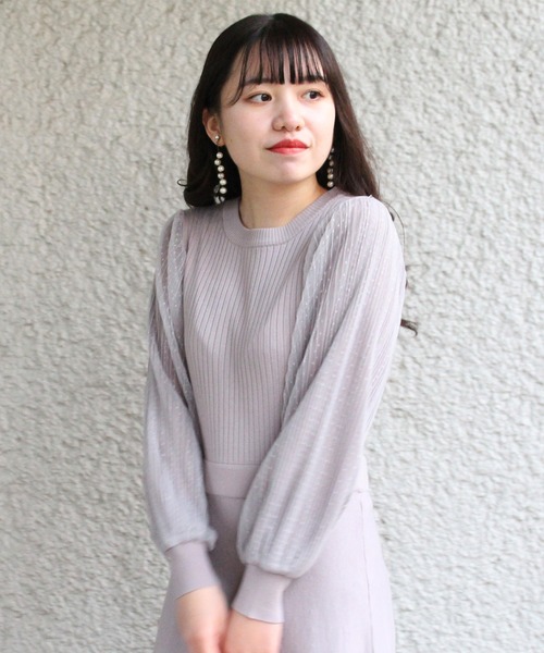 ASTORIA ODIER(アストリアオディール)の「チュールスリーブニットワンピース(ワンピース・レディース・ブラック/アイボリー/ミント/ラベンダー・MEDIUM)」の13枚目の写真