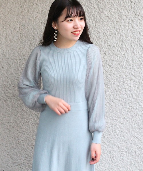 ASTORIA ODIER(アストリアオディール)の「チュールスリーブニットワンピース(ワンピース・レディース・ブラック/アイボリー/ミント/ラベンダー・MEDIUM)」の14枚目の写真