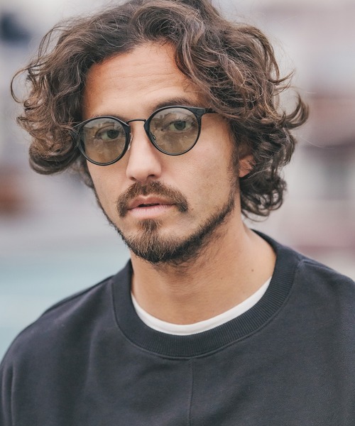 CAMBIO(カンビオ)の「mko9447-Bridge Metal Color Lens Boston Glasses サングラス(サングラス・メンズ・スモーク/ライトグレー/ライトブルー/オリーブ×ブラック/マスタード・FREE)」の3枚目の写真