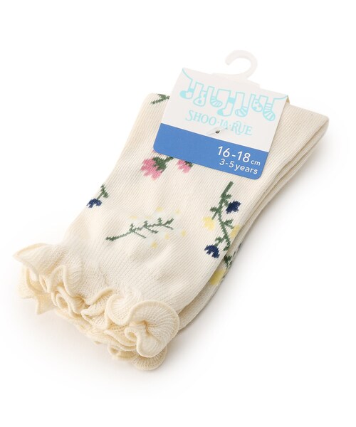 SHOO・LA・RUE（シューラルー）の「◆花柄メロークルー丈ソックス（ソックス/靴下・キッズ・イエロー系9/アイボリー系3/ピンク系8・56/59）」の2枚目の写真