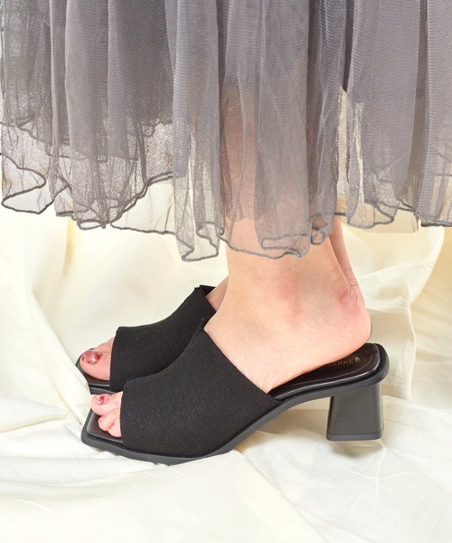 NEUE THE MARKET（ノイエザマーケット）の「チャンキーヒールミュールサンダル/93504【日本製】（サンダル・レディース・アイボリー/レオパード/ブラック・L/S/M）」の9枚目の写真