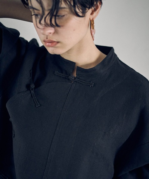 美品◆ブラック　リネンリラックスカフタンワンピース .Mライン 38 〇本日発売〇.M リネン カフタンワンピース〇【身長160cm・38