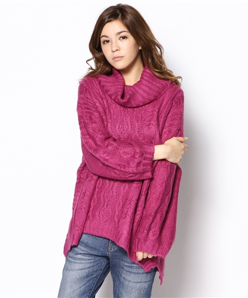 WHO'S WHO gallery(フーズフーギャラリー)の「【期間限定セール】【THE BIG SERIES 】Cable Turtle(ニット/セーター・レディース・グリーン/ブラウン/パープル/ブラック/グレー/ネイビー・FREE)」の14枚目の写真