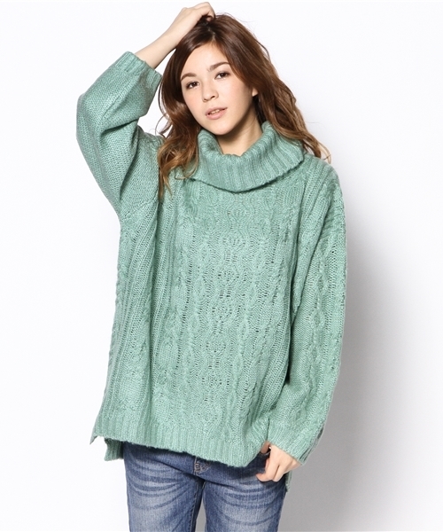 WHO'S WHO gallery(フーズフーギャラリー)の「【期間限定セール】【THE BIG SERIES 】Cable Turtle(ニット/セーター・レディース・グリーン/ブラウン/パープル/ブラック/グレー/ネイビー・FREE)」の15枚目の写真