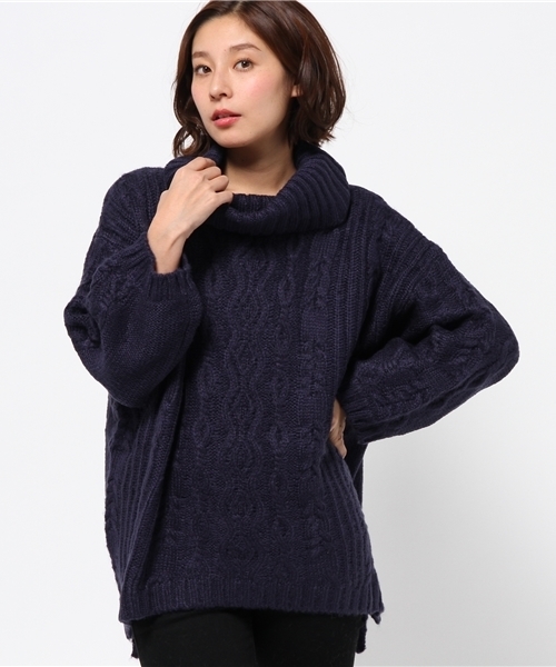 WHO'S WHO gallery(フーズフーギャラリー)の「【期間限定セール】【THE BIG SERIES 】Cable Turtle(ニット/セーター・レディース・グリーン/ブラウン/パープル/ブラック/グレー/ネイビー・FREE)」の5枚目の写真