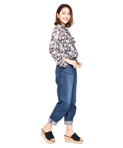 Mafmof(マフモフ)の「Mafmof(マフモフ) 切りっぱなしパッチワークのミュールサンダル(サンダル・レディース・ホワイト/ブルー系その他/ブラック・M/L/LL/S)」の7枚目の写真