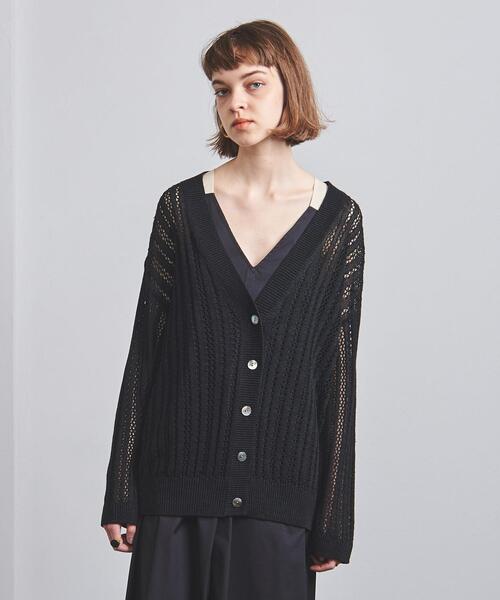 UNITED ARROWS（ユナイテッドアローズ）の「UGCB メッシュ Vネックカーディガン（カーディガン/ボレロ・レディース・ホワイト/ブラック・FREE）」の3枚目の写真
