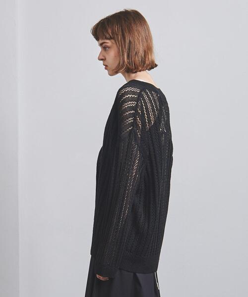 UNITED ARROWS（ユナイテッドアローズ）の「UGCB メッシュ Vネックカーディガン（カーディガン/ボレロ・レディース・ホワイト/ブラック・FREE）」の4枚目の写真