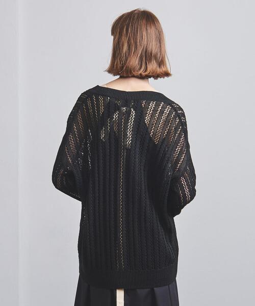 UNITED ARROWS（ユナイテッドアローズ）の「UGCB メッシュ Vネックカーディガン（カーディガン/ボレロ・レディース・ホワイト/ブラック・FREE）」の5枚目の写真