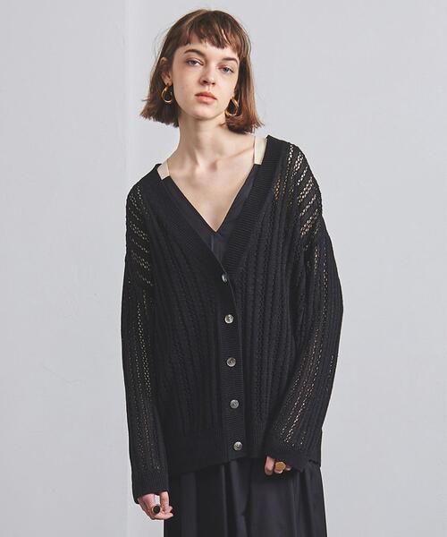 UNITED ARROWS（ユナイテッドアローズ）の「UGCB メッシュ Vネックカーディガン（カーディガン/ボレロ・レディース・ホワイト/ブラック・FREE）」の6枚目の写真