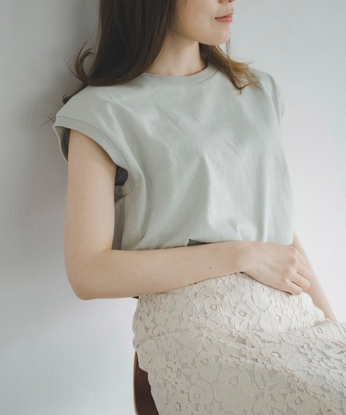 FREE'S MART（フリーズマート）の「USAコットンフレンチクルーネックTシャツ（Tシャツ/カットソー・レディース・ホワイト/ブラック/ベージュ/パープル/ライトグリーン・FREE）」の5枚目の写真