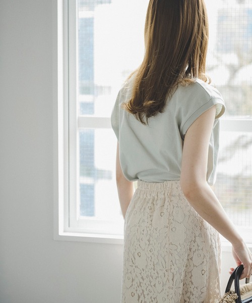 FREE'S MART（フリーズマート）の「USAコットンフレンチクルーネックTシャツ（Tシャツ/カットソー・レディース・ホワイト/ブラック/ベージュ/パープル/ライトグリーン・FREE）」の8枚目の写真