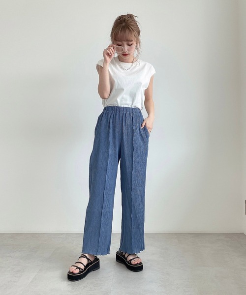 FREE'S MART（フリーズマート）の「USAコットンフレンチクルーネックTシャツ（Tシャツ/カットソー・レディース・ホワイト/ブラック/ベージュ/パープル/ライトグリーン・FREE）」の14枚目の写真