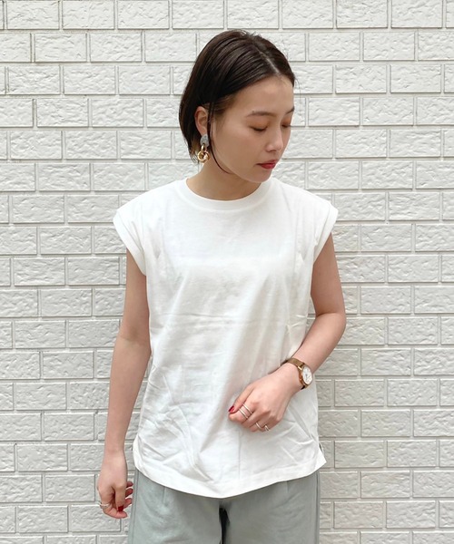 FREE'S MART（フリーズマート）の「USAコットンフレンチクルーネックTシャツ（Tシャツ/カットソー・レディース・ホワイト/ブラック/ベージュ/パープル/ライトグリーン・FREE）」の20枚目の写真