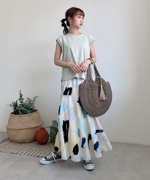 FREE'S MART（フリーズマート）の「USAコットンフレンチクルーネックTシャツ（Tシャツ/カットソー・レディース・ホワイト/ブラック/ベージュ/パープル/ライトグリーン・FREE）」の11枚目の写真