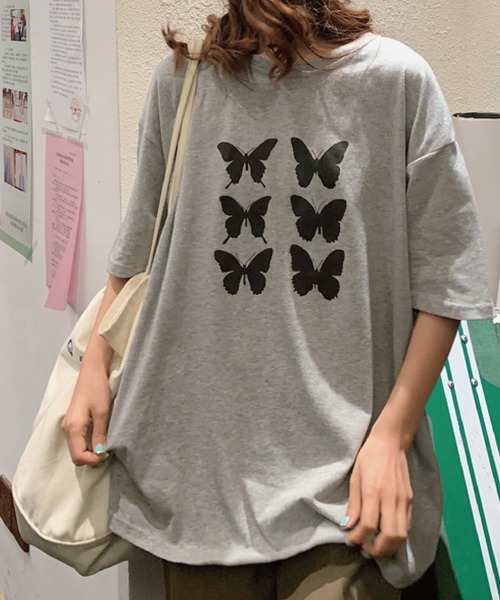 meJane(ミージェーン)の「バタフライプリントロゴBIGシルエットTee【ZOZOTOWN限定】(Tシャツ/カットソー・レディース・ホワイト/グレー/イエロー・FREE)」の3枚目の写真