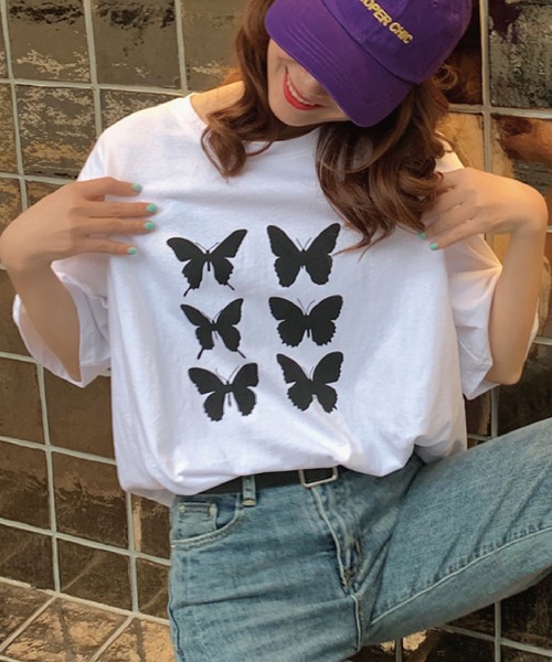 meJane(ミージェーン)の「バタフライプリントロゴBIGシルエットTee【ZOZOTOWN限定】(Tシャツ/カットソー・レディース・ホワイト/グレー/イエロー・FREE)」の14枚目の写真
