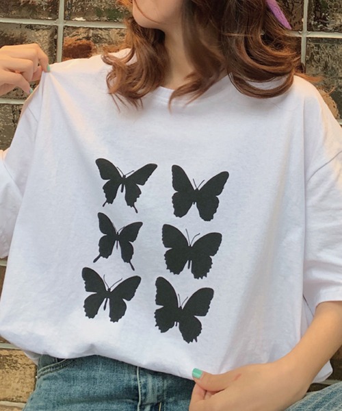meJane(ミージェーン)の「バタフライプリントロゴBIGシルエットTee【ZOZOTOWN限定】(Tシャツ/カットソー・レディース・ホワイト/グレー/イエロー・FREE)」の10枚目の写真