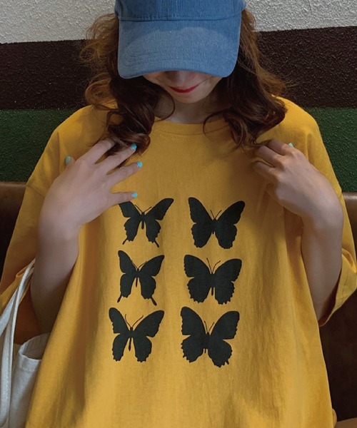 meJane(ミージェーン)の「バタフライプリントロゴBIGシルエットTee【ZOZOTOWN限定】(Tシャツ/カットソー・レディース・ホワイト/グレー/イエロー・FREE)」の13枚目の写真