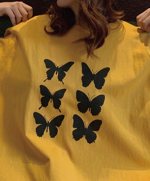 meJane(ミージェーン)の「バタフライプリントロゴBIGシルエットTee【ZOZOTOWN限定】(Tシャツ/カットソー・レディース・ホワイト/グレー/イエロー・FREE)」の9枚目の写真