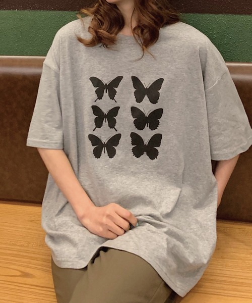 meJane(ミージェーン)の「バタフライプリントロゴBIGシルエットTee【ZOZOTOWN限定】(Tシャツ/カットソー・レディース・ホワイト/グレー/イエロー・FREE)」の6枚目の写真