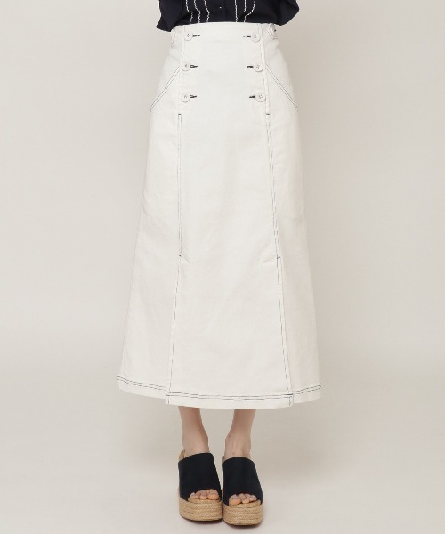 REDYAZEL（レディアゼル）の「デニムダブルボタンデザインタイトスカート（スカート・レディース・オフホワイト/ネイビー/ブルー・SMALL/MEDIUM）」の6枚目の写真