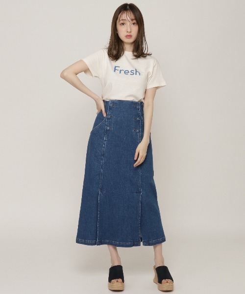 REDYAZEL（レディアゼル）の「デニムダブルボタンデザインタイトスカート（スカート・レディース・オフホワイト/ネイビー/ブルー・SMALL/MEDIUM）」の13枚目の写真